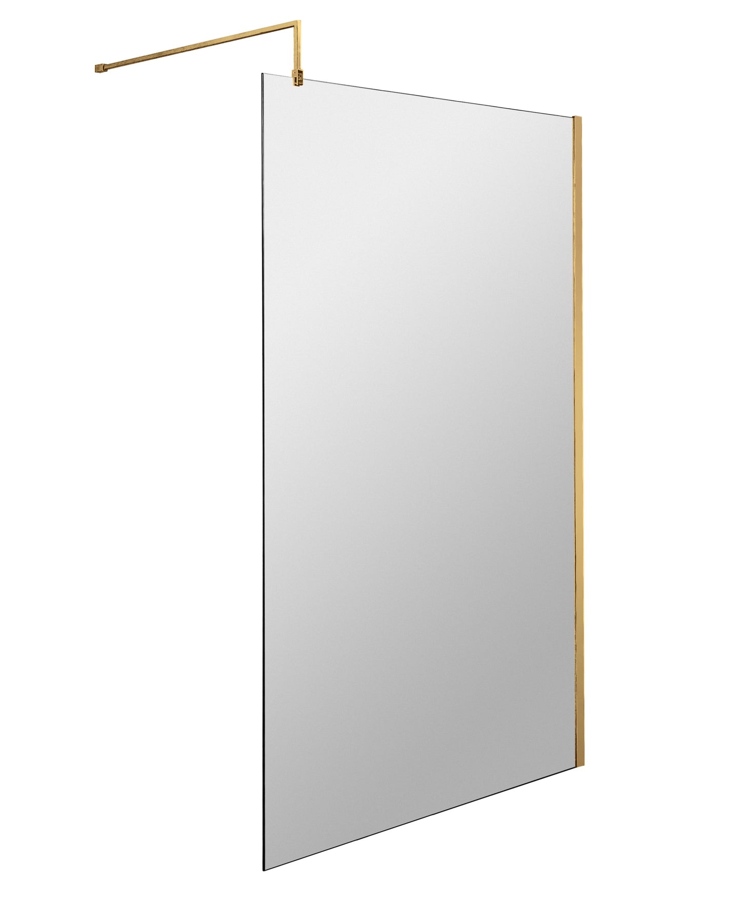 Frameless Brushed Brass Wetroom Shower Screen & Support Bar by Nuie