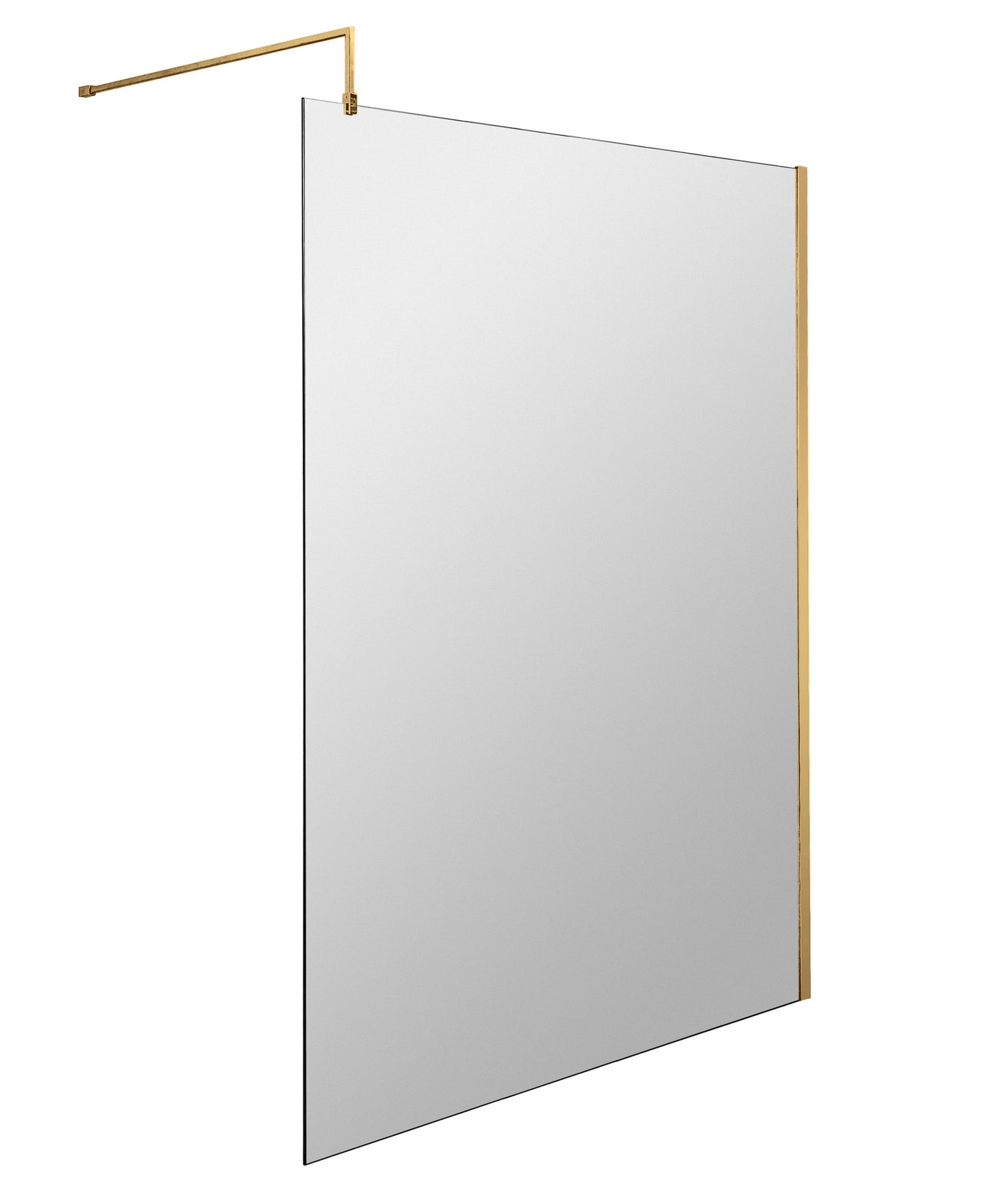 Frameless Brushed Brass Wetroom Shower Screen & Support Bar by Nuie