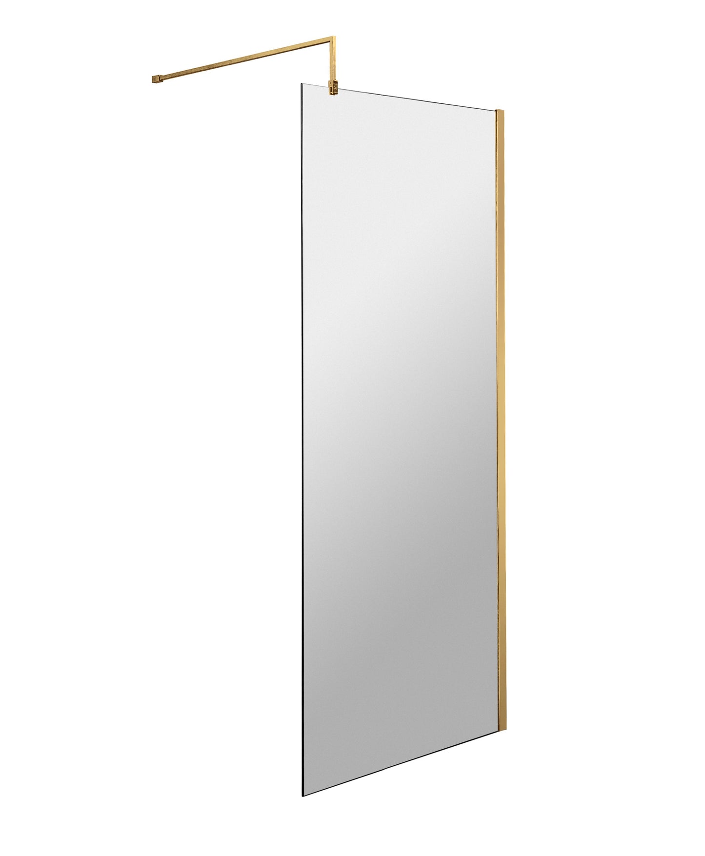 Frameless Brushed Brass Wetroom Shower Screen & Support Bar by Nuie