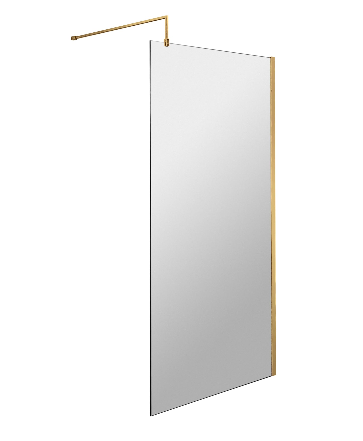 Frameless Brushed Brass Wetroom Shower Screen & Support Bar by Nuie