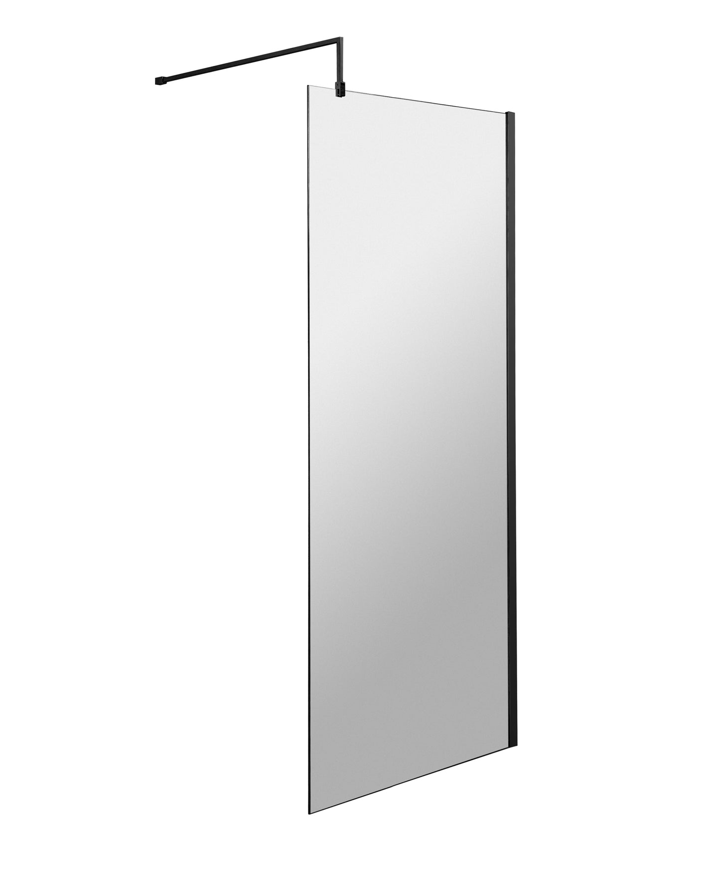 Frameless Matt Black Wetroom Shower Screen & Support Bar by Nuie