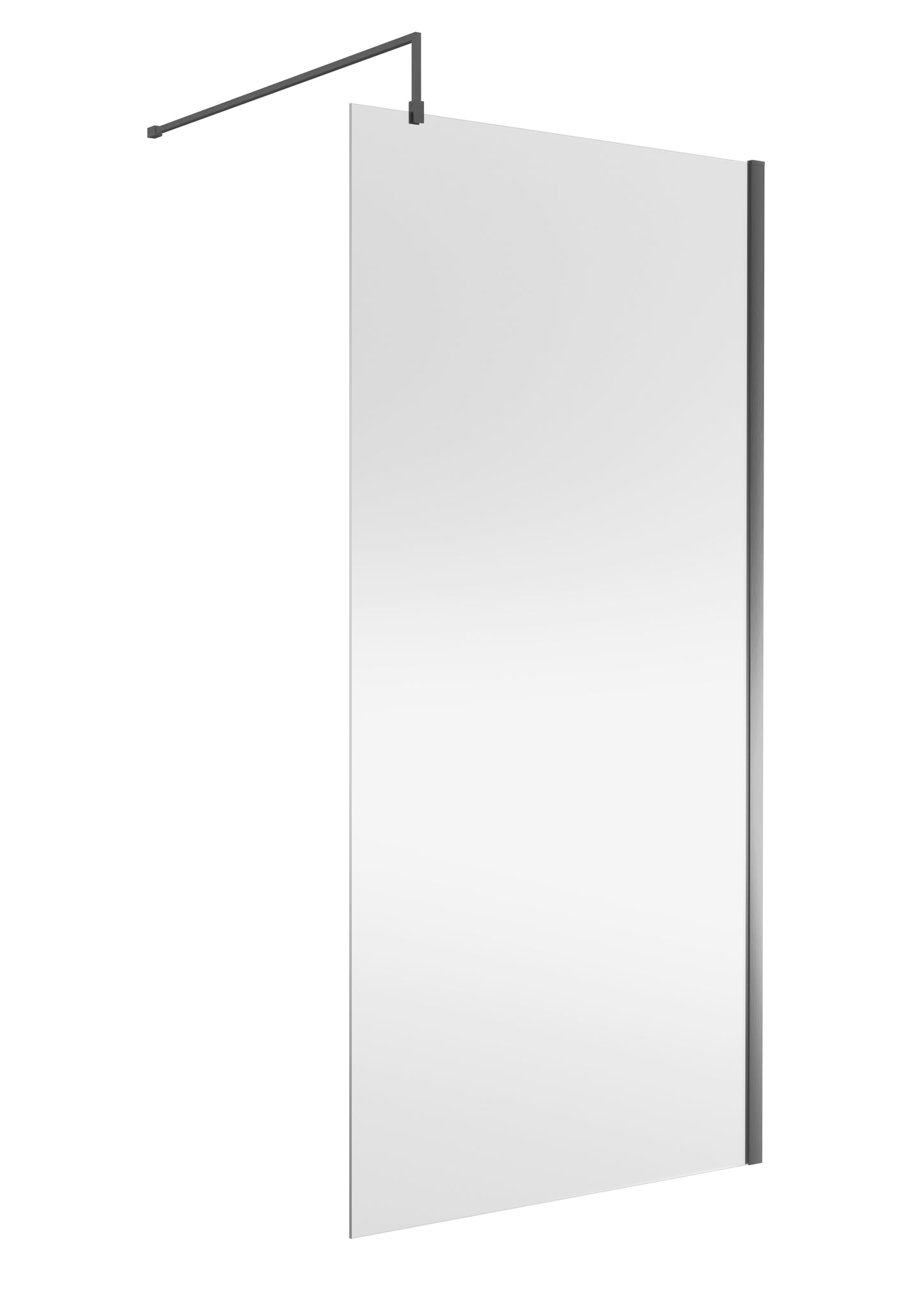 Frameless Brushed Pewter Wetroom Shower Screen & Support Bar by Nuie