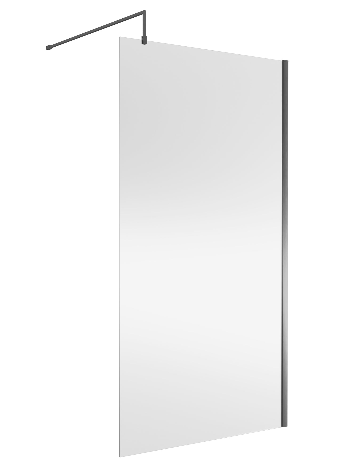 Frameless Brushed Pewter Wetroom Shower Screen & Support Bar by Nuie