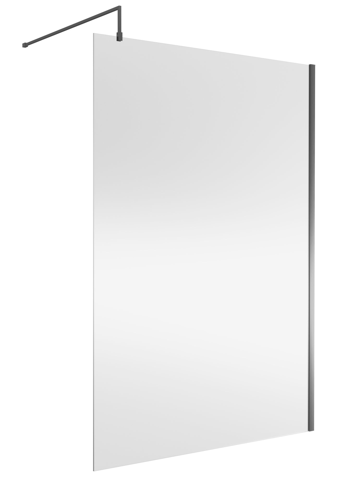 Frameless Brushed Pewter Wetroom Shower Screen & Support Bar by Nuie