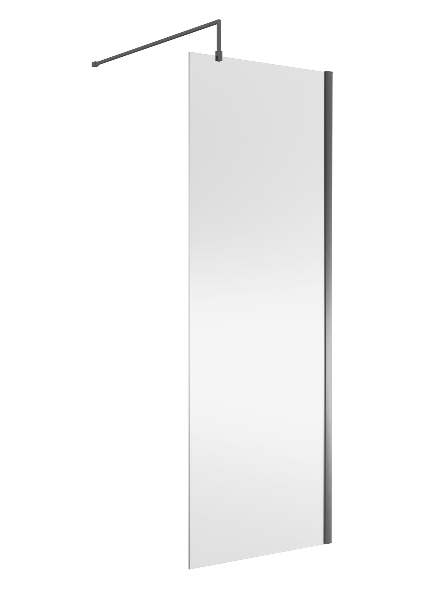 Frameless Brushed Pewter Wetroom Shower Screen & Support Bar by Nuie