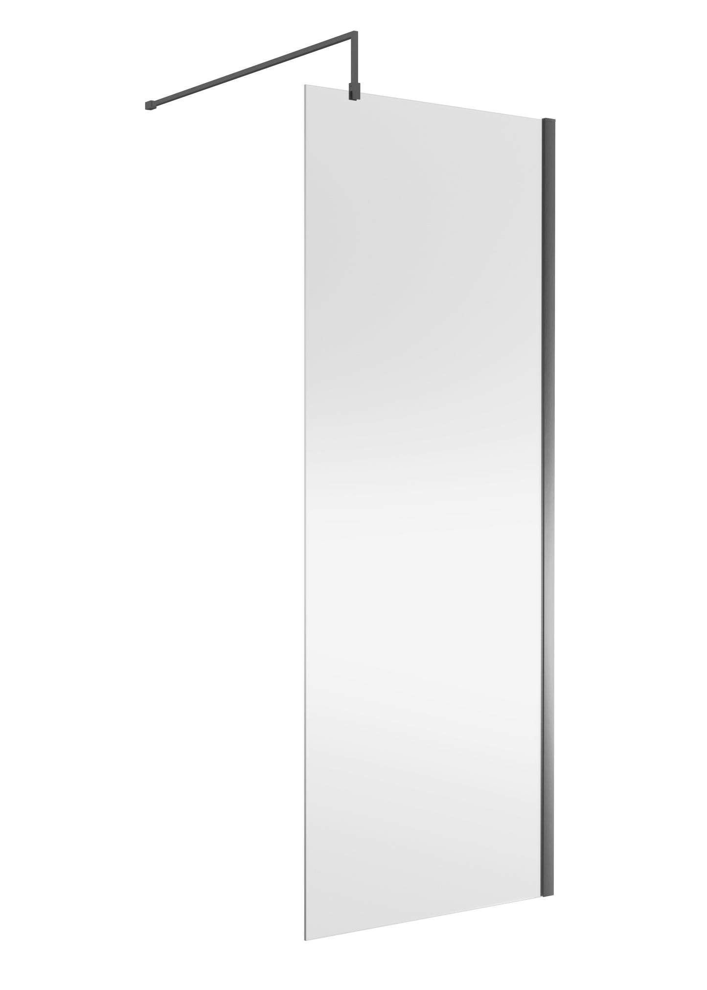Frameless Brushed Pewter Wetroom Shower Screen & Support Bar by Nuie