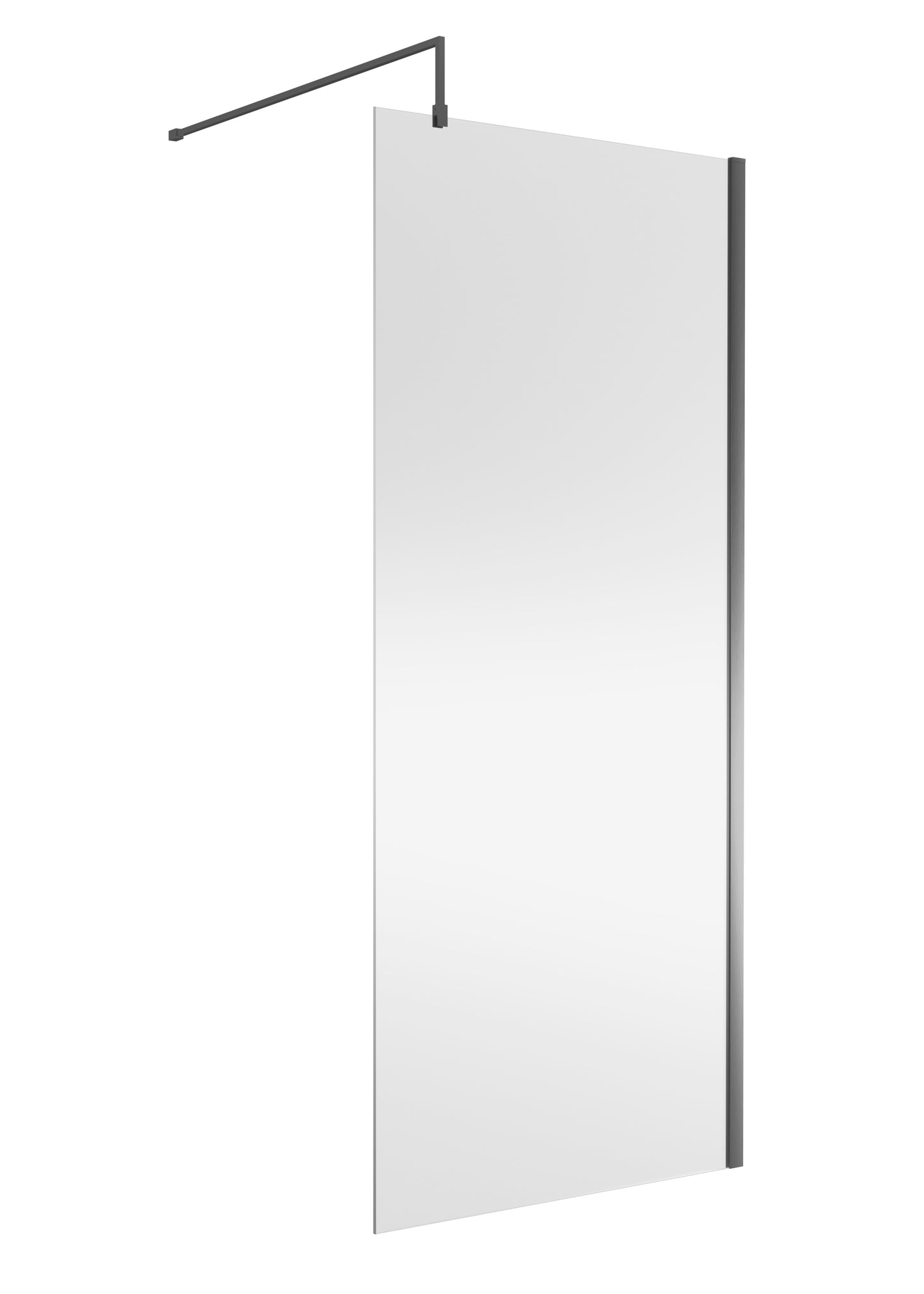 Frameless Brushed Pewter Wetroom Shower Screen & Support Bar by Nuie