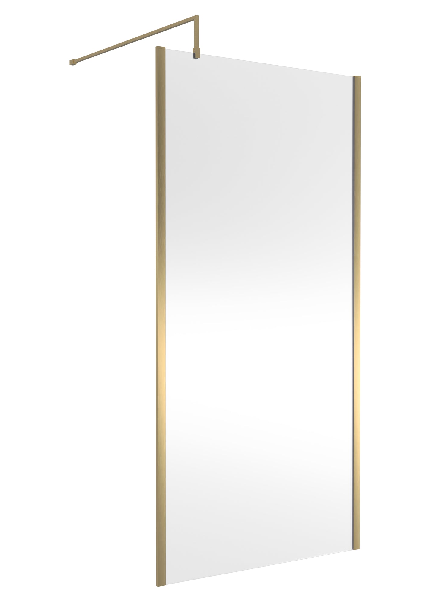 Outer Frame Brushed Brass Wetroom Shower Screen & Support Bar by Nuie