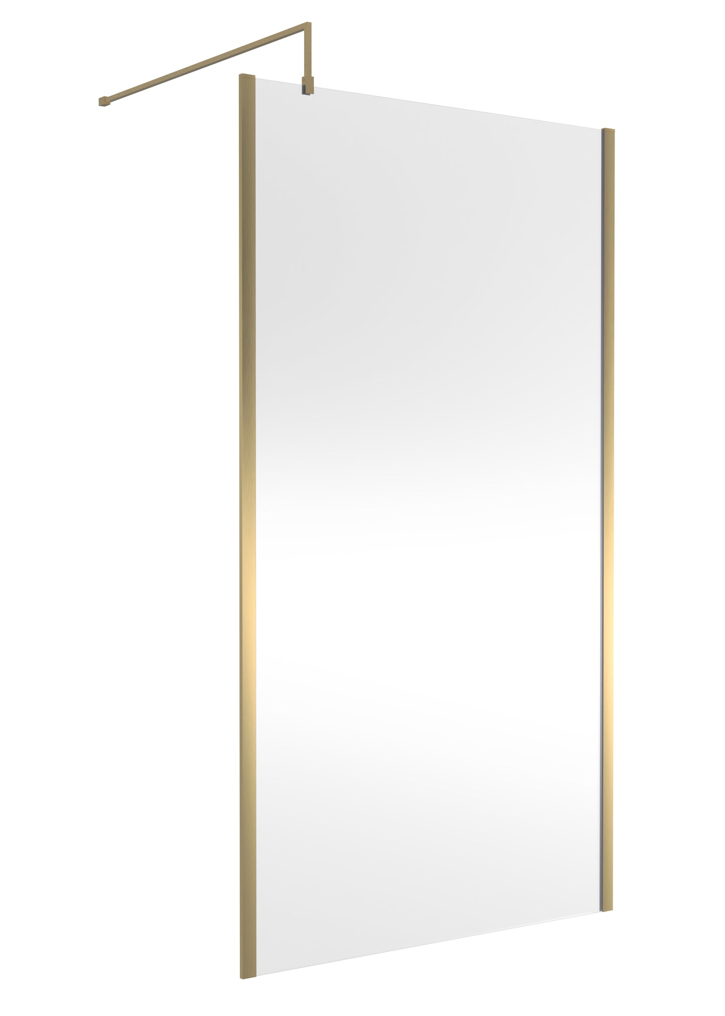 Outer Frame Brushed Brass Wetroom Shower Screen & Support Bar by Nuie