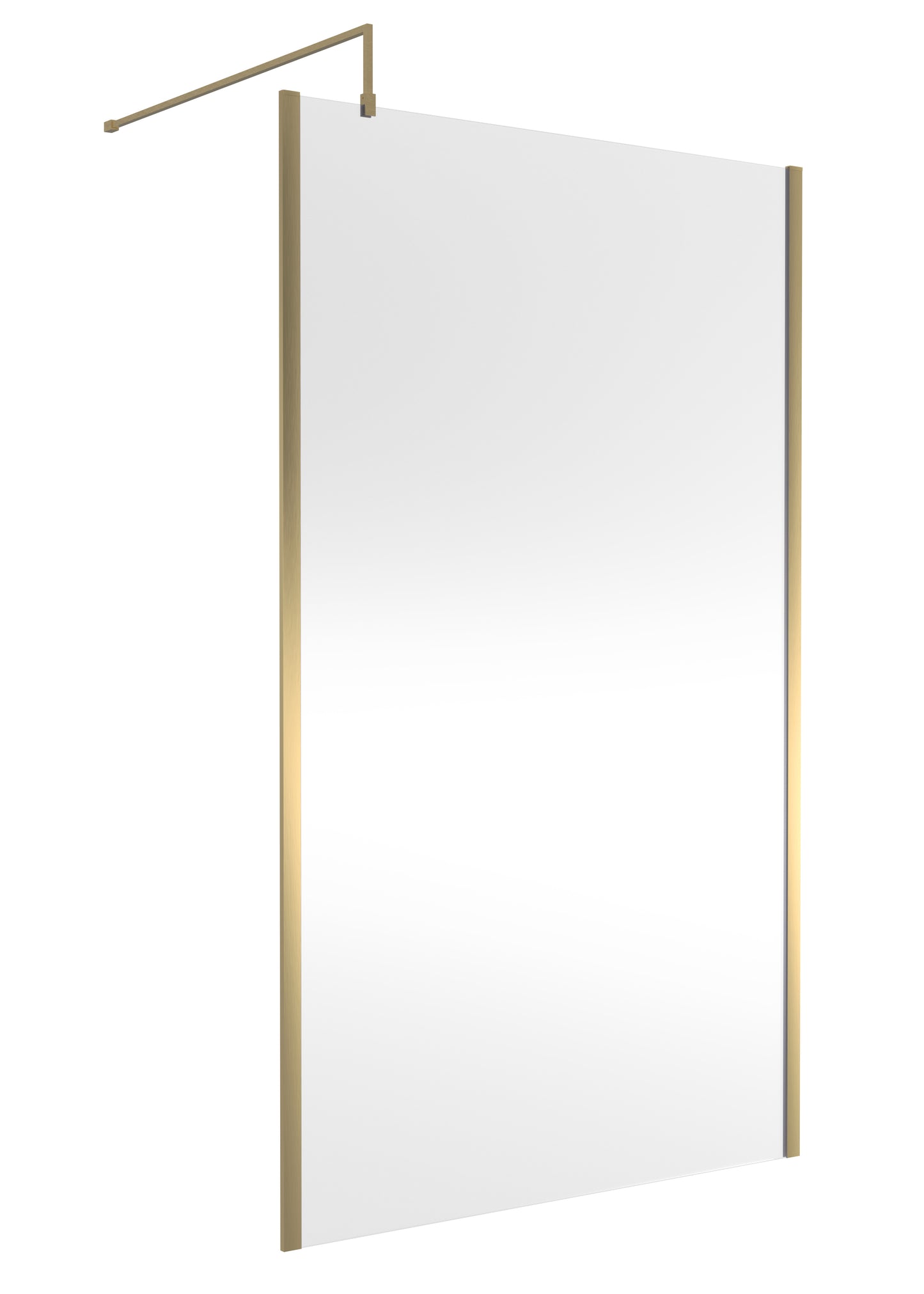 Outer Frame Brushed Brass Wetroom Shower Screen & Support Bar by Nuie