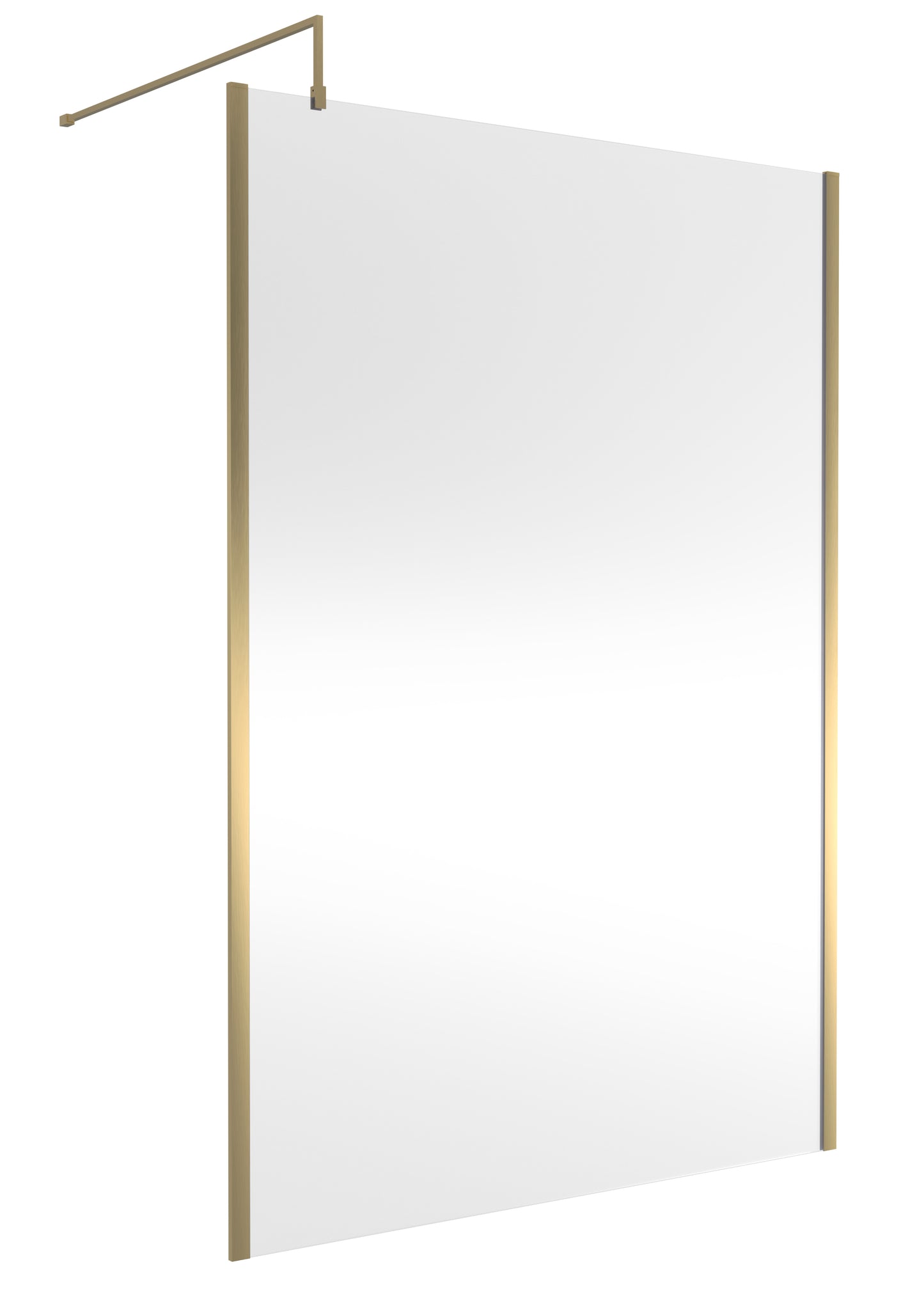 Outer Frame Brushed Brass Wetroom Shower Screen & Support Bar by Nuie