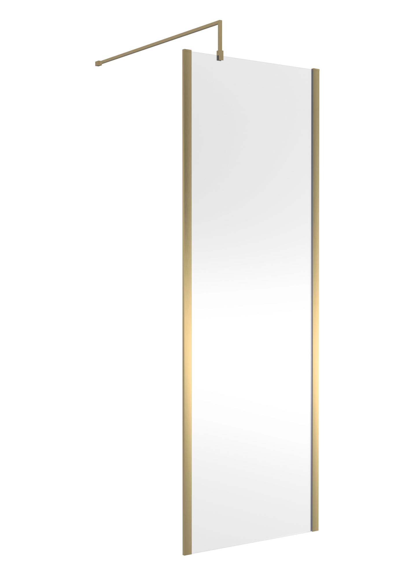 Outer Frame Brushed Brass Wetroom Shower Screen & Support Bar by Nuie