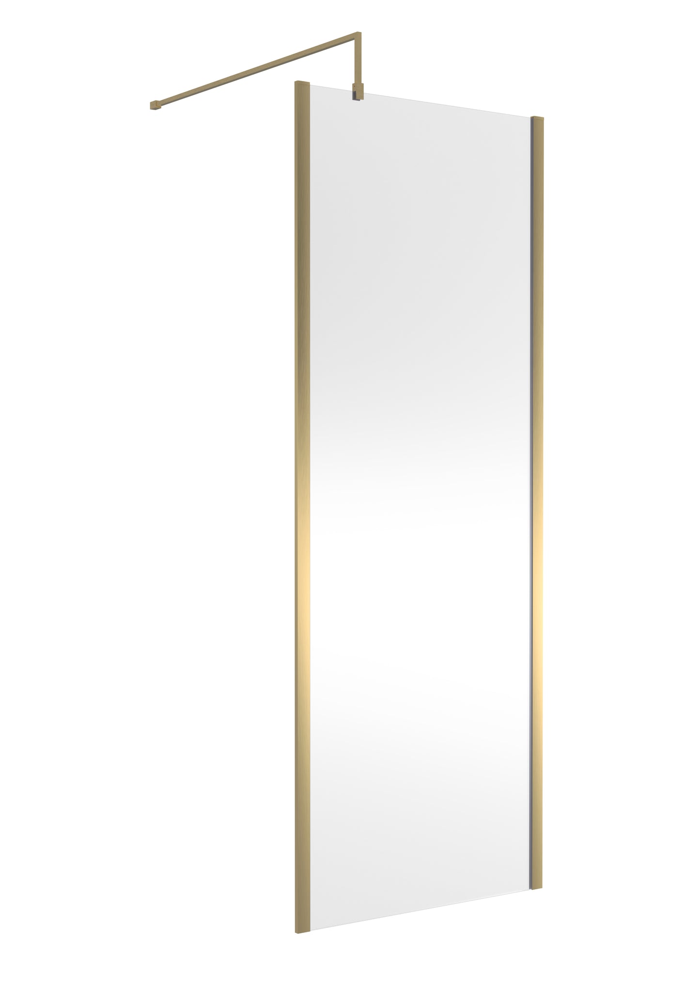 Outer Frame Brushed Brass Wetroom Shower Screen & Support Bar by Nuie