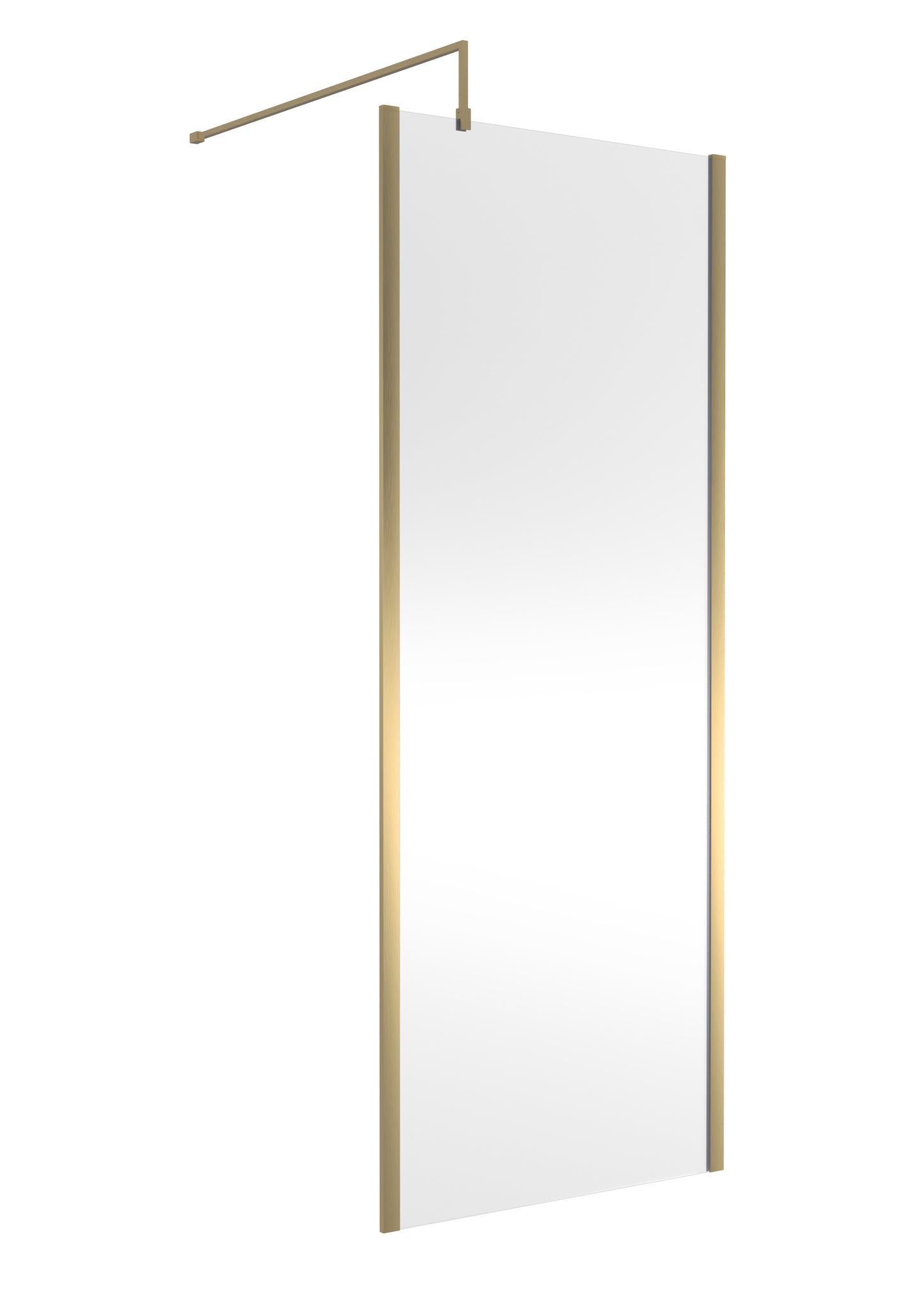 Outer Frame Brushed Brass Wetroom Shower Screen & Support Bar by Nuie