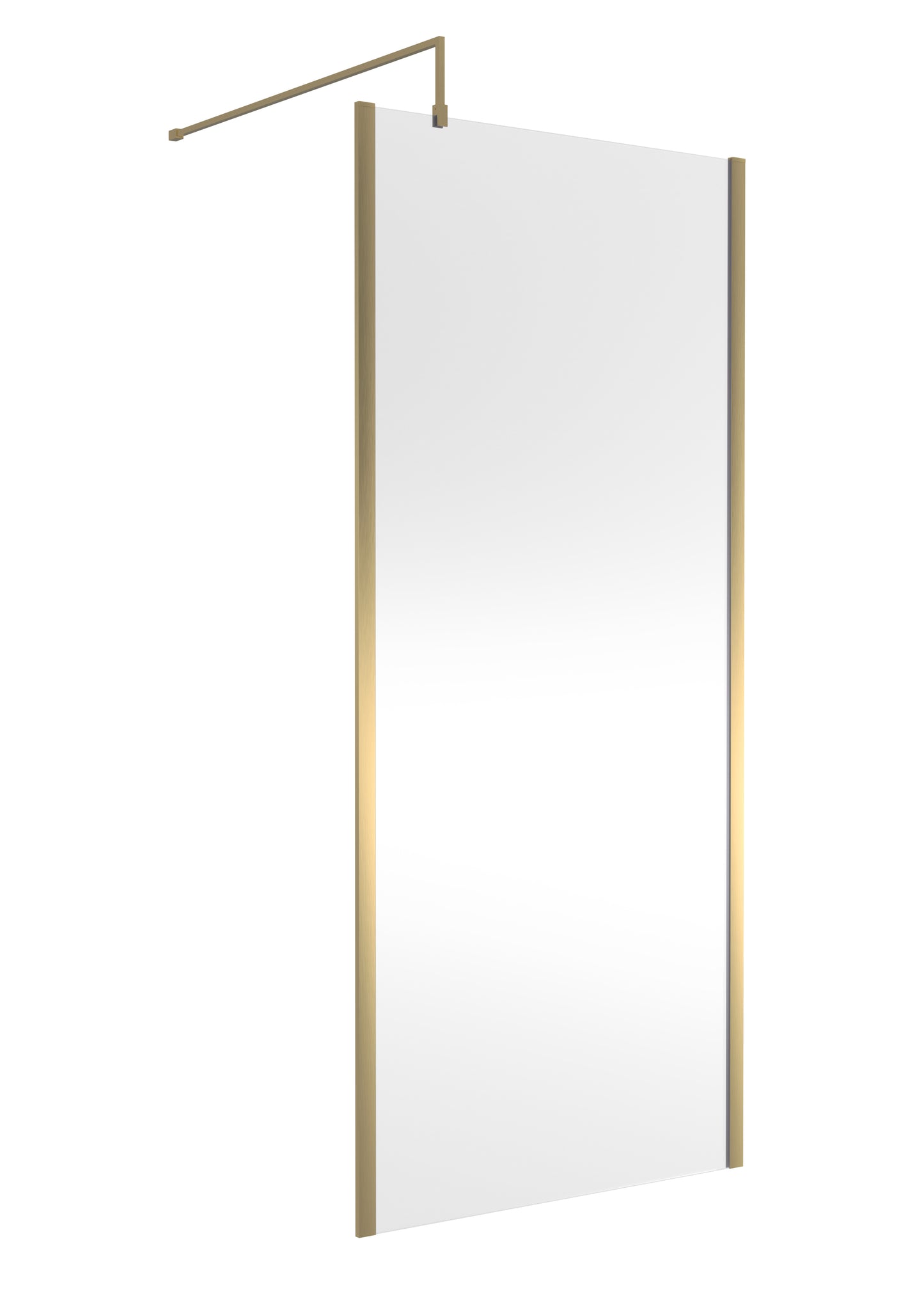 Outer Frame Brushed Brass Wetroom Shower Screen & Support Bar by Nuie
