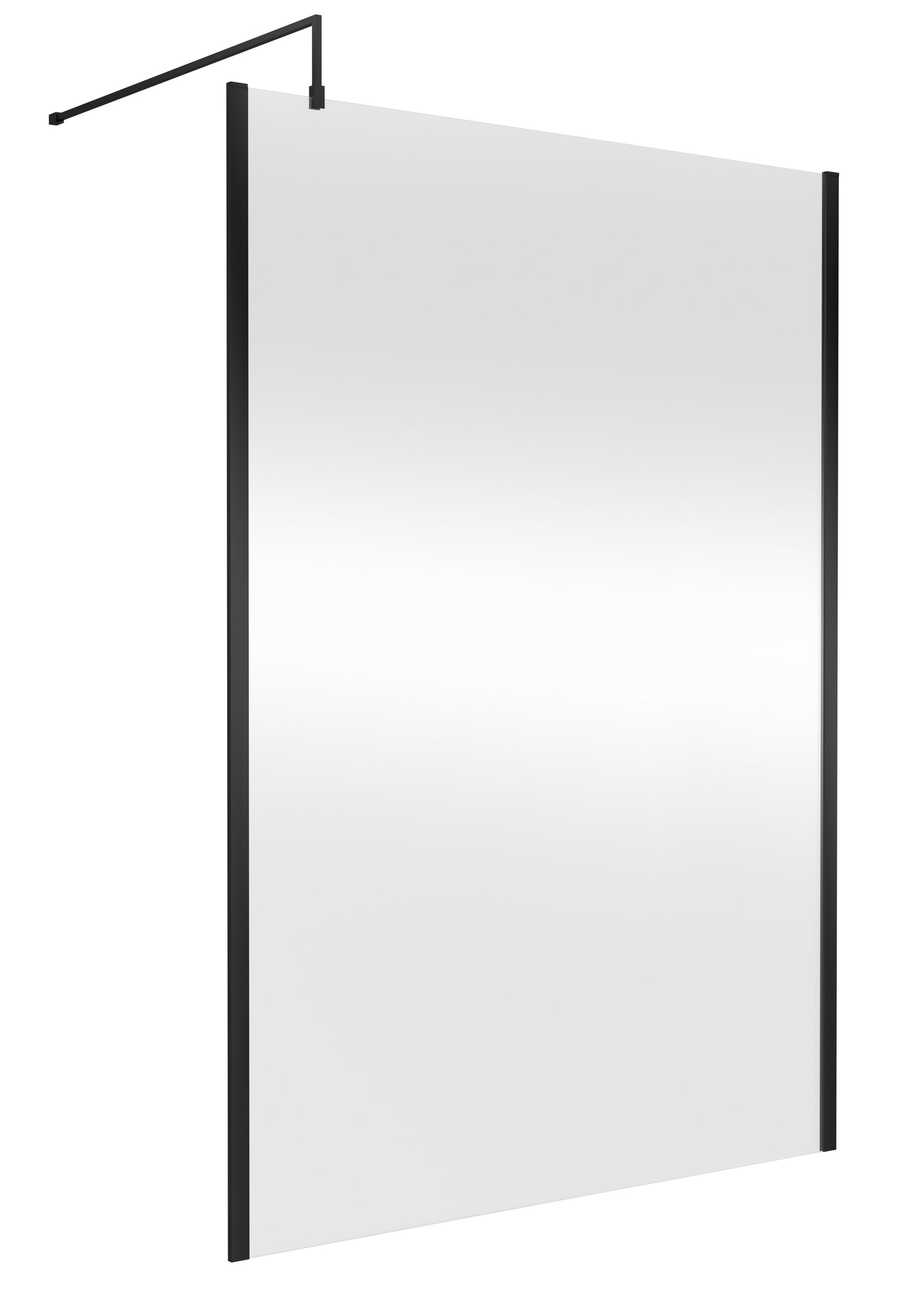 Outer Frame Matt Black Wetroom Shower Screen & Support Bar by Nuie