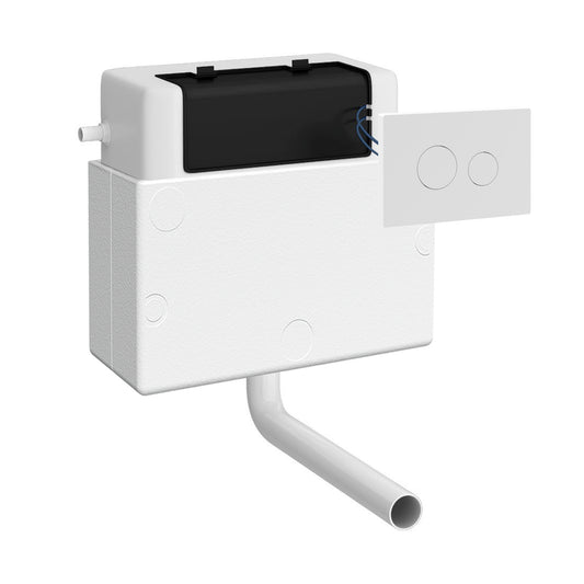 Nuie Matt White Dual Flush Concealed Cistern With Flush Plate