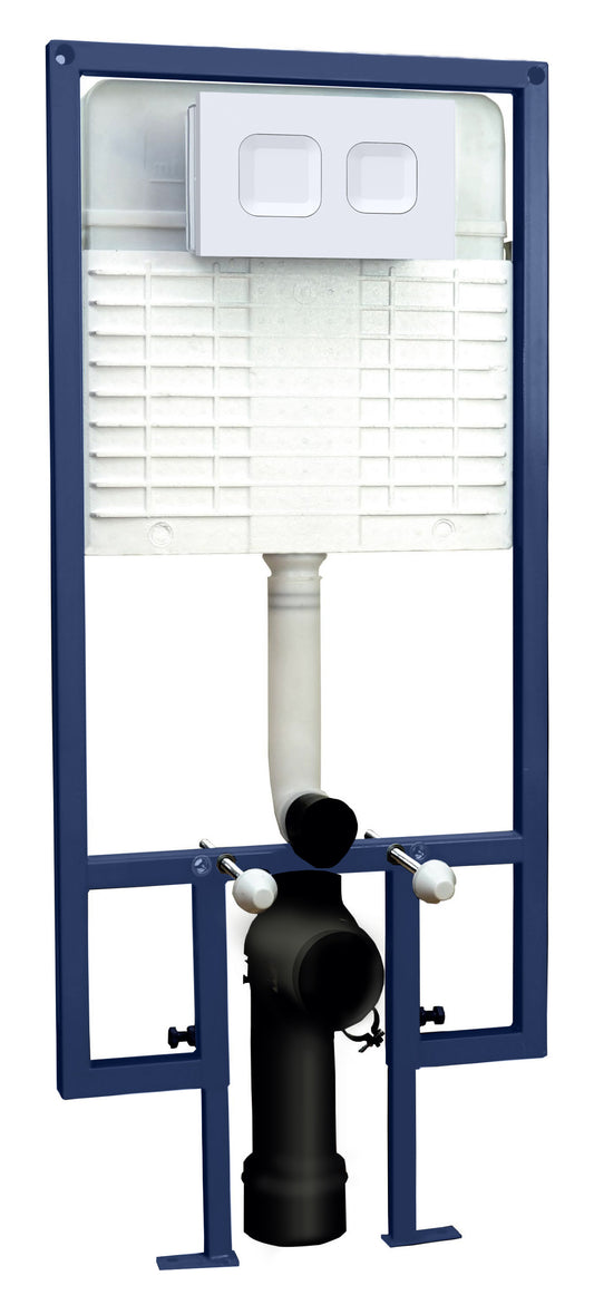 Nuie Square Dual Flush Concealed Cistern Frame With Matt White Buttons