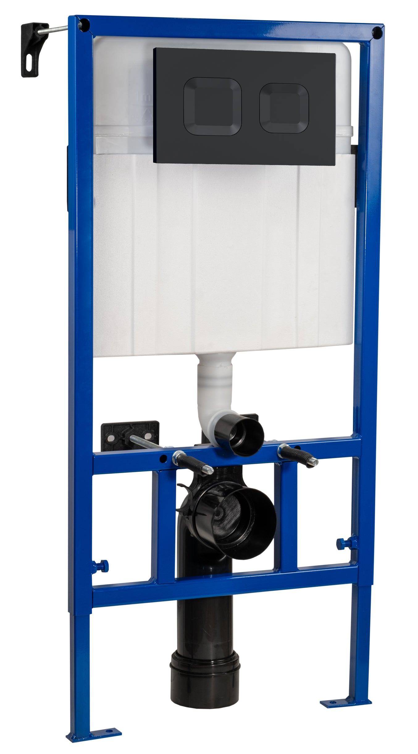 Nuie Midheight Black Square Plate Concealed Cistern Frame With Dual Flush Button