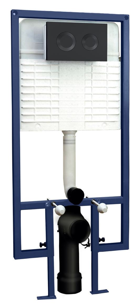 Hudson Reed Matt Black Concealed Cistern Frame With Round Flush Plate
