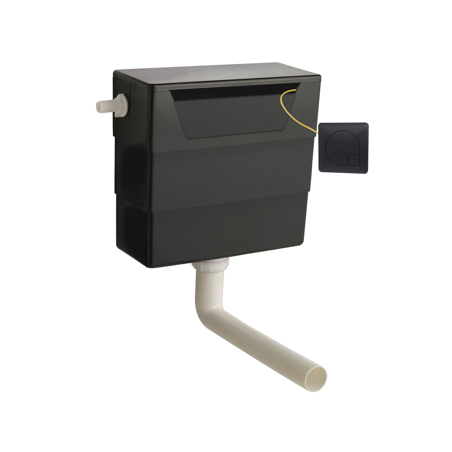 Nuie Matt Black Universal Access Cistern With Matt Black Square Flush Plate
