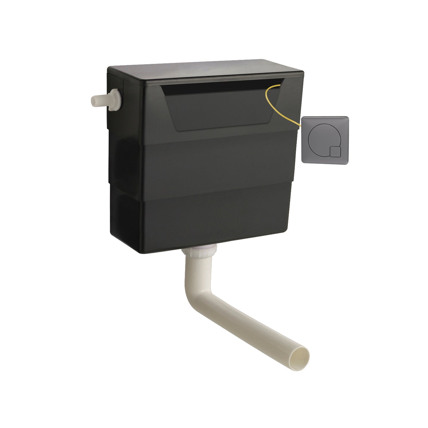 Nuie Contemporary Concealed Cistern With Brushed Pewter Square Flush Plate