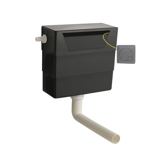 Nuie Contemporary Concealed Cistern With Brushed Pewter Square Flush Plate