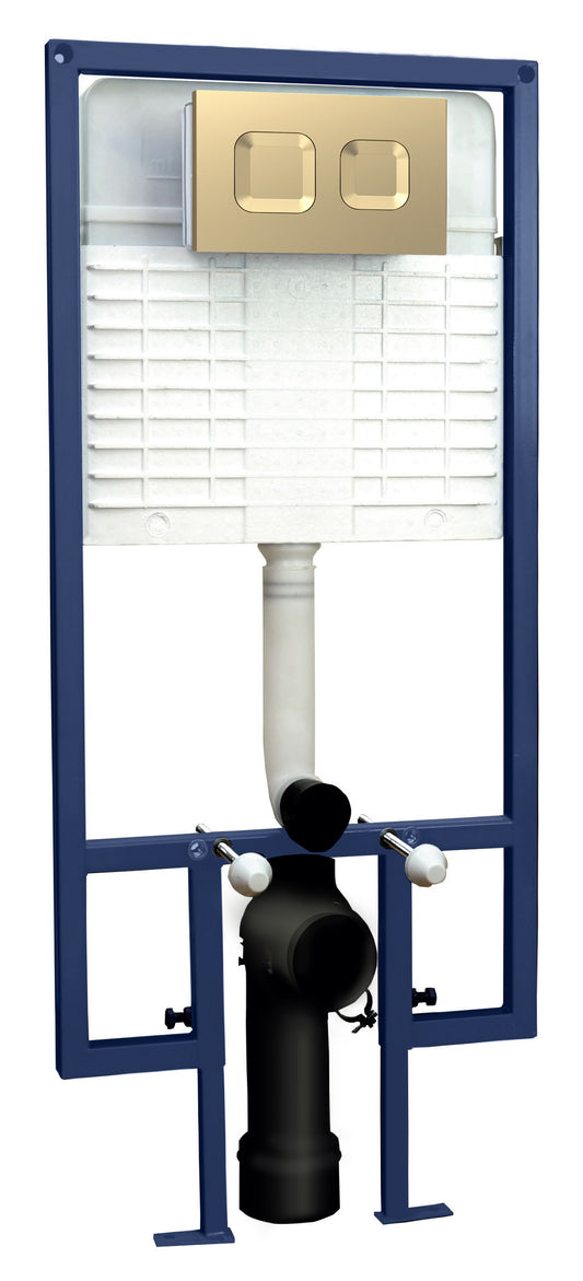 Nuie Brushed Brass Concealed Cistern Frame With Square Flush Buttons