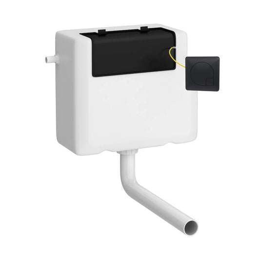 Hudson Reed Matt Black Cistern With Contemporary Square Flush Plate