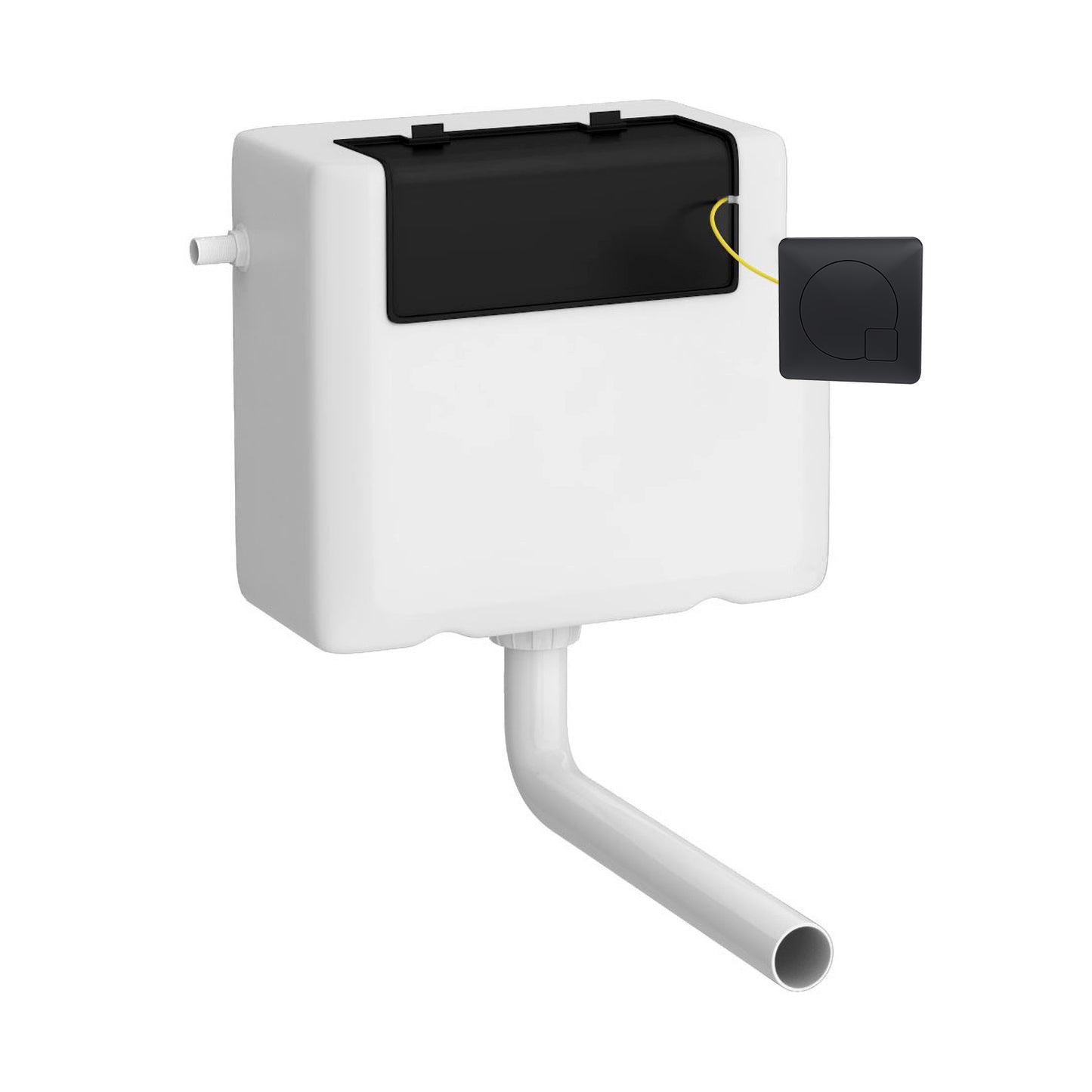 Nuie Matt Black Cistern With Contemporary Square Flush Plate