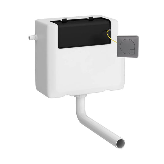 Nuie Brushed Pewter Concealed Cistern With Brushed Gun Metal Square Flush Plate