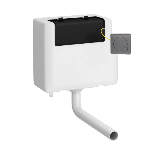 Nuie Contemporary Dual Flush Cistern With Brushed Pewter Square Flush Plate