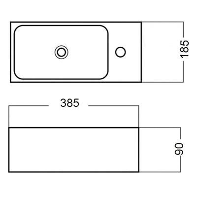 Synegy Insu 365Mm Left Hand Wall Hung Basin (SY-WHB6088L & SY-BT01K)