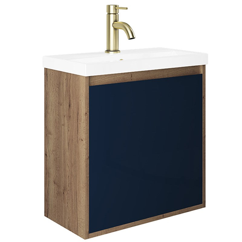 Craft 500Mm Oak Indigo Blue Wall Hung Cloakroom Unit (SY-CRA03-CL & SY-CRA500BSN)