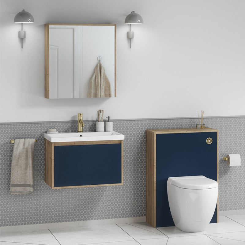 Craft 600Mm Oak 1 Drawer Wall Hung Vanity Unit (SY-CRA01-CL & SY-CRA600BSN)