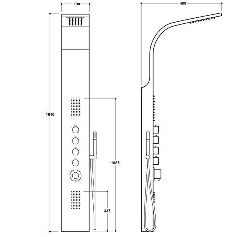 Stream Black Waterfall Shower Panel (SY-N863)