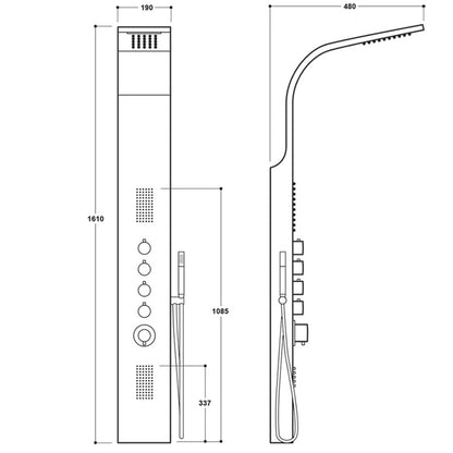 Stream Black Waterfall Shower Panel (SY-N863)
